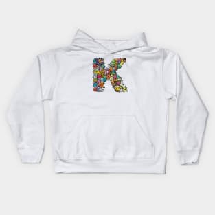 Alphabet Monster Doodle Letter K Monogram Kids Hoodie